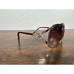 Vintage Dior Rose M89S2 DioRose Gold Crystals Sunglasses Tortoise Floral Italy